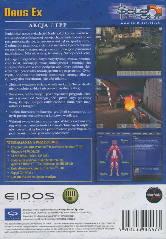 Back Cover for Deus Ex (Windows) (Kolekcja Klasyki Komputerowej release)