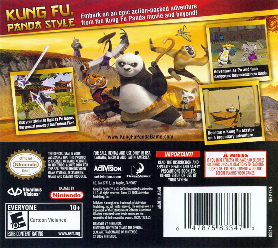 Back Cover for Kung Fu Panda (Nintendo DS)