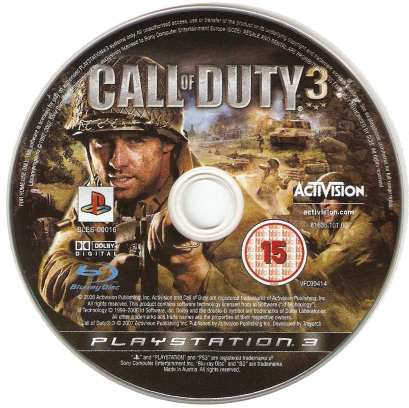 Call of Duty 3 cover or packaging material - MobyGames