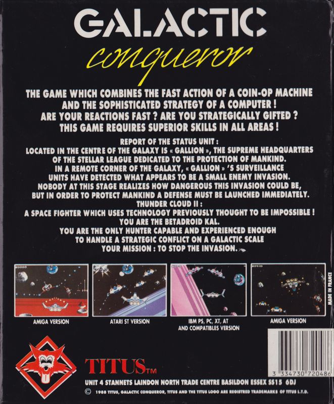 Back Cover for Galactic Conqueror (DOS) (5.25" release)