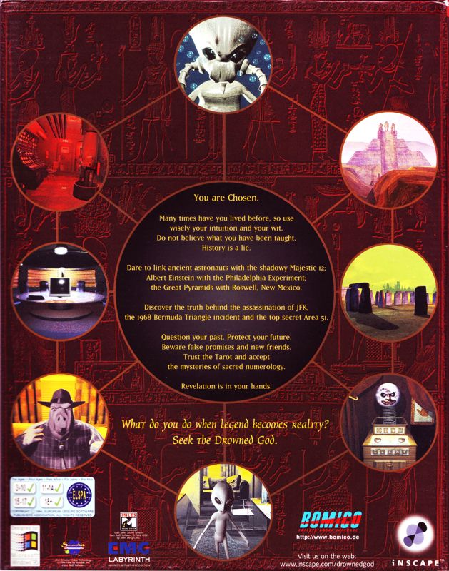 Back Cover for Drowned God: Conspiracy of the Ages (Windows)
