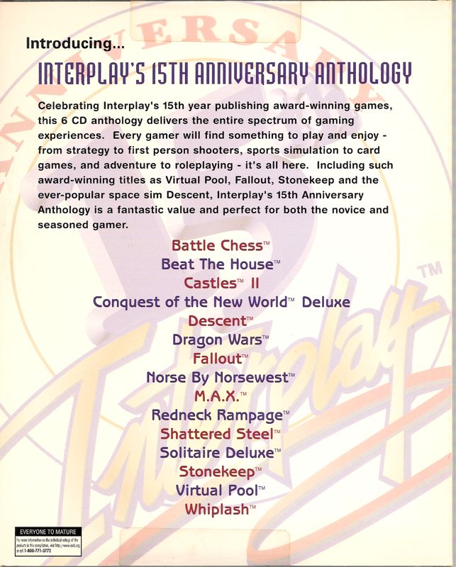 Back Cover for Interplay: 15th Anniversary (DOS and Windows)