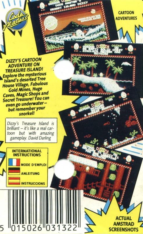 Back Cover for Treasure Island Dizzy (Amstrad CPC)