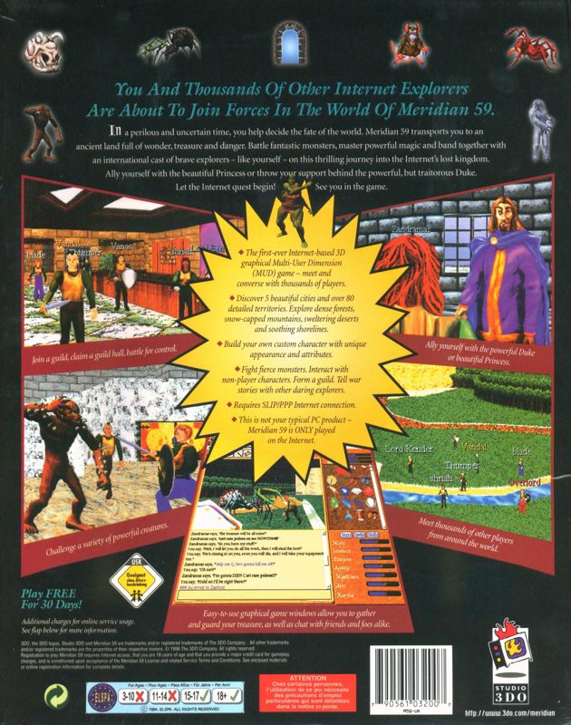 Back Cover for Meridian 59 (Windows)