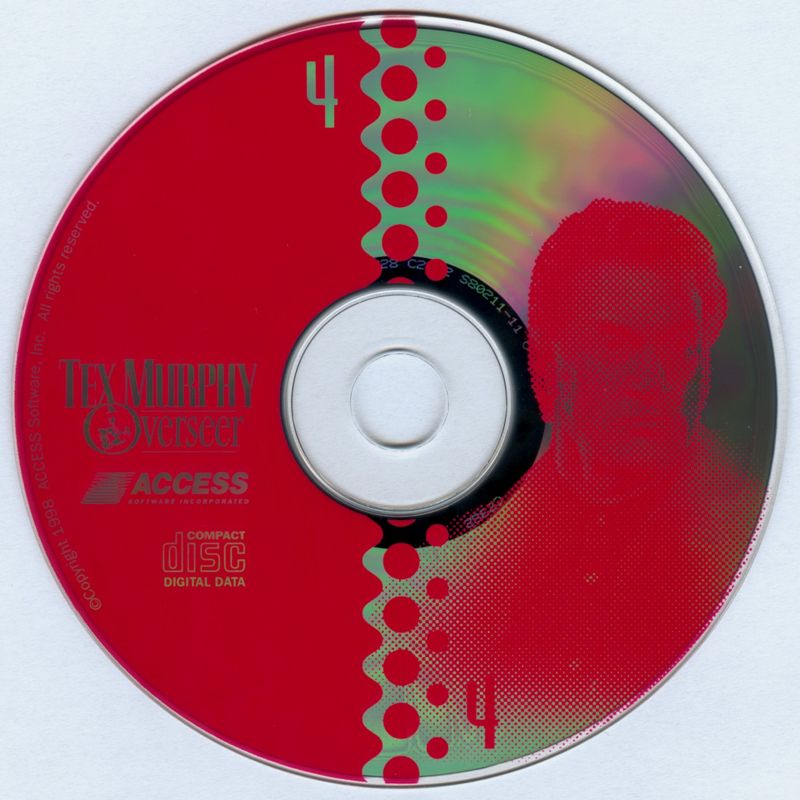 Media for Tex Murphy: Overseer (Windows) (Alternate Front - has L.E.D. on top of the building): CD-ROM #4