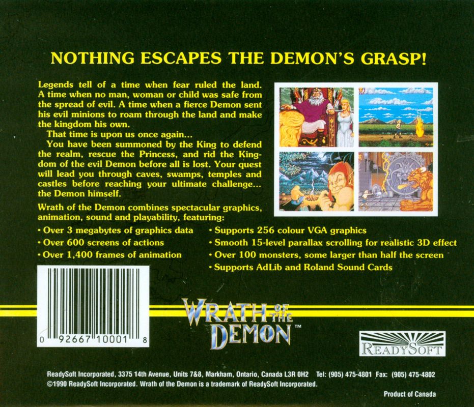 Back Cover for Wrath of the Demon (DOS)