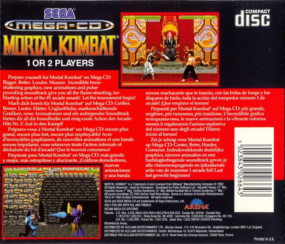 Back Cover for Mortal Kombat (SEGA CD)