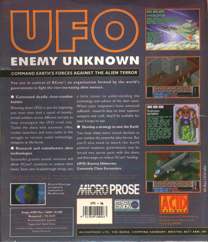 Back Cover for X-COM: UFO Defense (Amiga)
