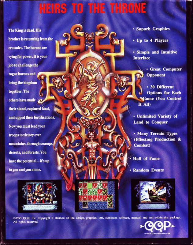 Back Cover for Heirs to the Throne (DOS)