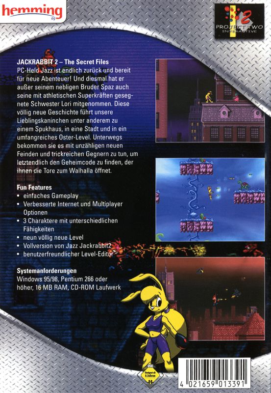 Back Cover for Jazz Jackrabbit 2: The Secret Files (Windows) (Hemming All Stars release)