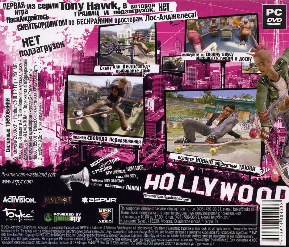 Back Cover for Tony Hawk's American Wasteland (Windows)