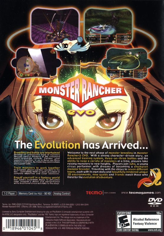 Back Cover for Monster Rancher EVO (PlayStation 2)