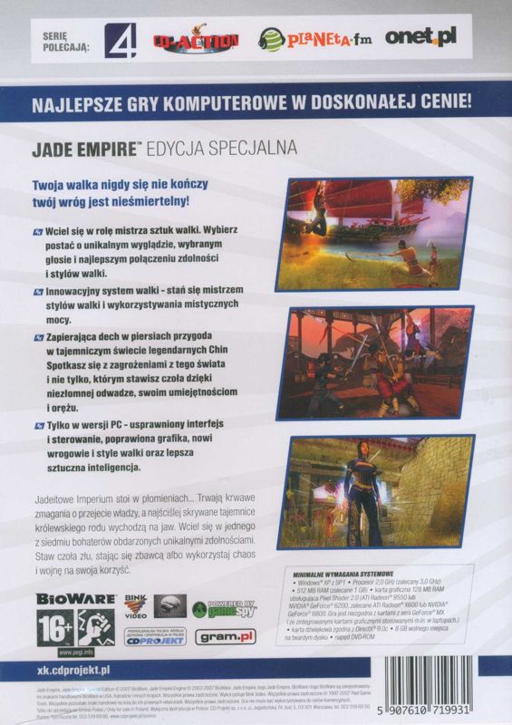 Back Cover for Jade Empire: Special Edition (Windows) (eXtra Klasyka release)