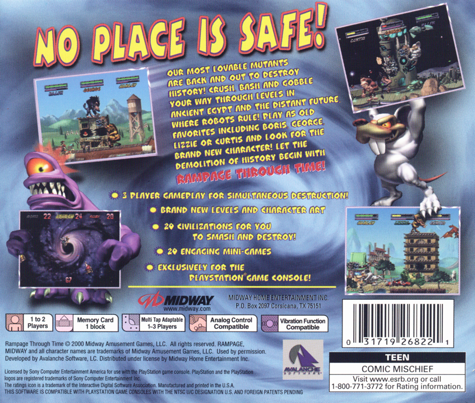 Back Cover for Rampage Through Time (PlayStation)