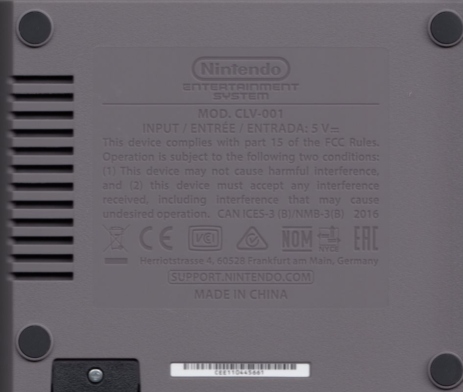 Hardware for Nintendo Entertainment System: NES Classic Edition (Dedicated console) (2nd Release): Console - Bottom