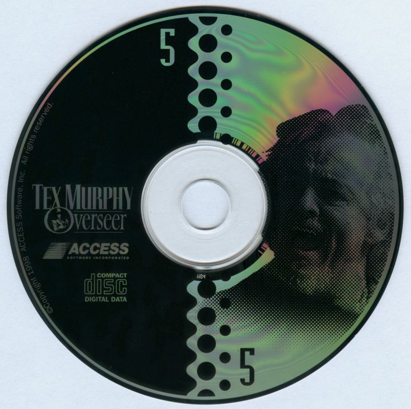 Media for Tex Murphy: Overseer (Windows) (Alternate Front - has L.E.D. on top of the building): CD-ROM #5