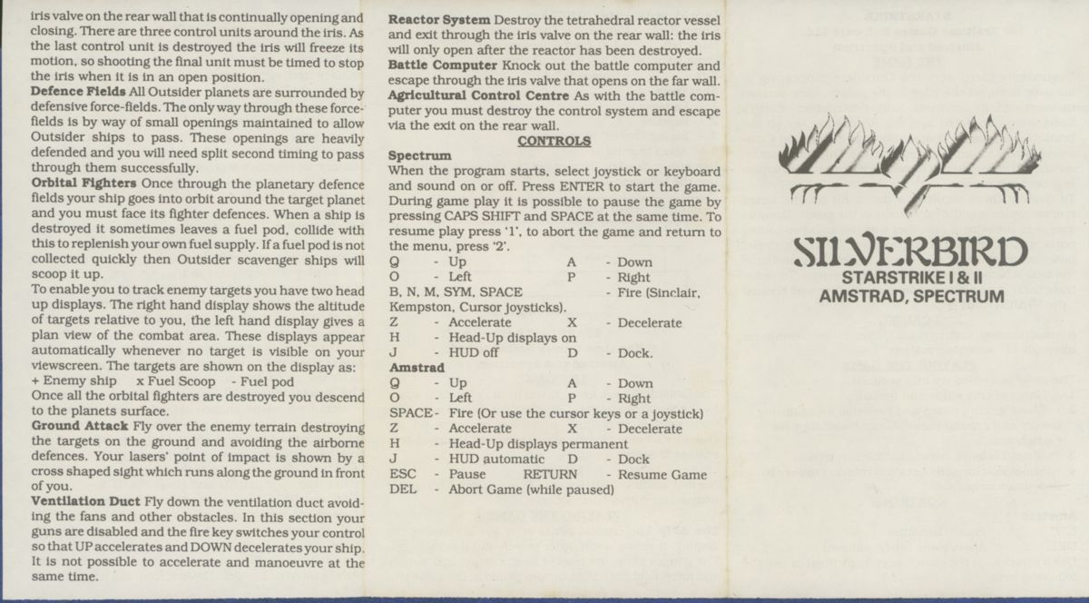 Manual for Starstrike I & II (ZX Spectrum)