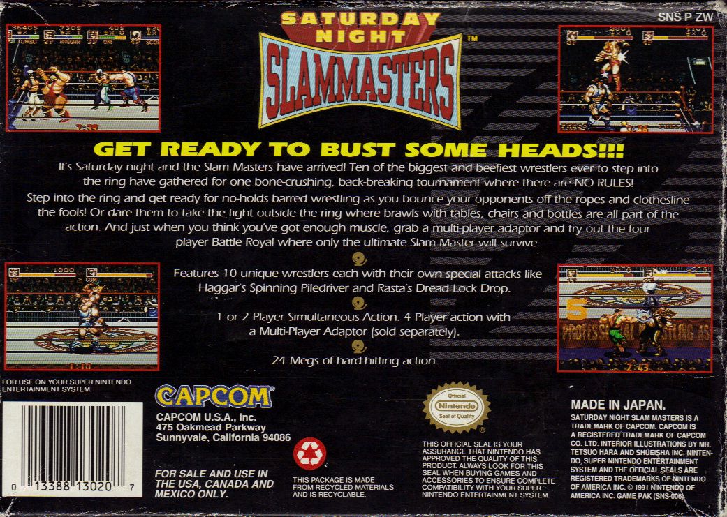 Back Cover for Saturday Night Slam Masters (SNES)