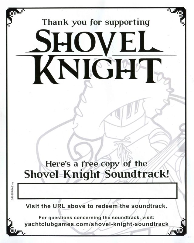 Extras for Shovel Knight (PlayStation 4): Soundtrack download flyer