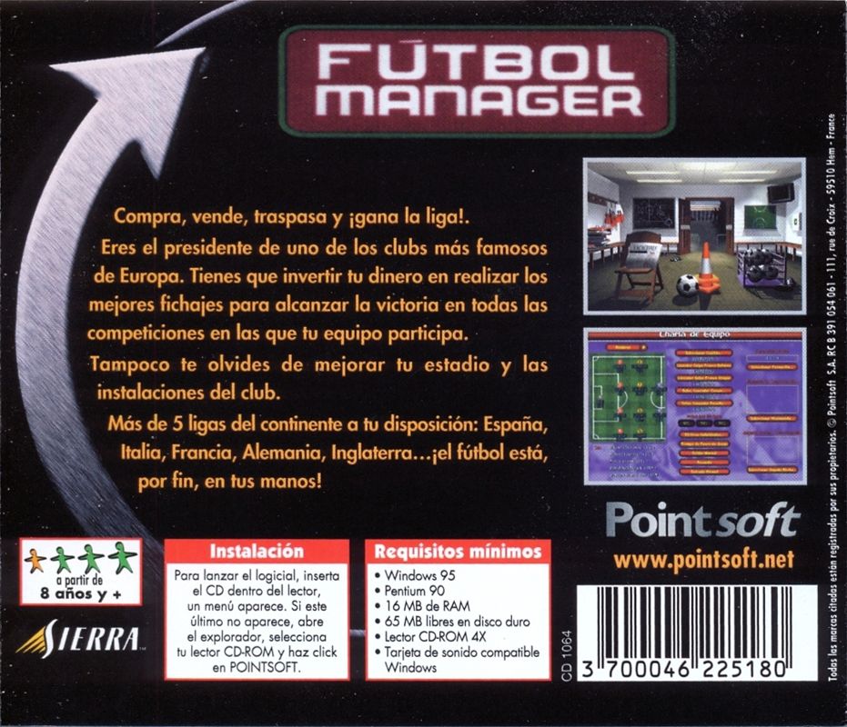 Back Cover for Ultimate Soccer Manager 98-99 (Windows) (Pointsoft release)