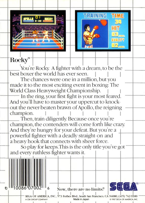 Back Cover for Rocky (SEGA Master System)