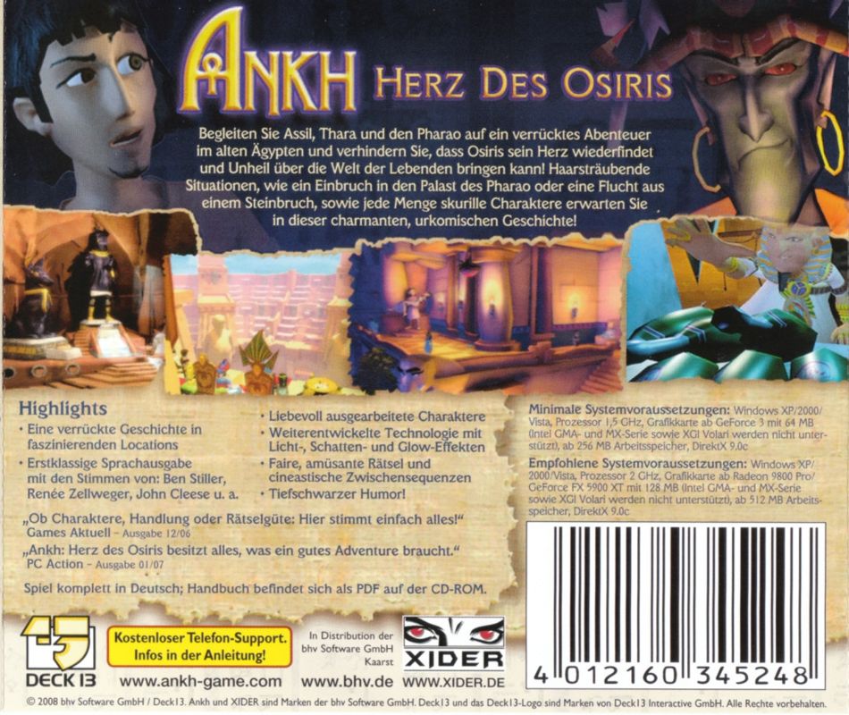 Back Cover for Ankh: Heart of Osiris (Windows) (Software Pyramide release)