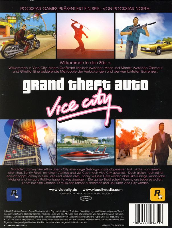 Back Cover for Grand Theft Auto: Vice City (Windows)