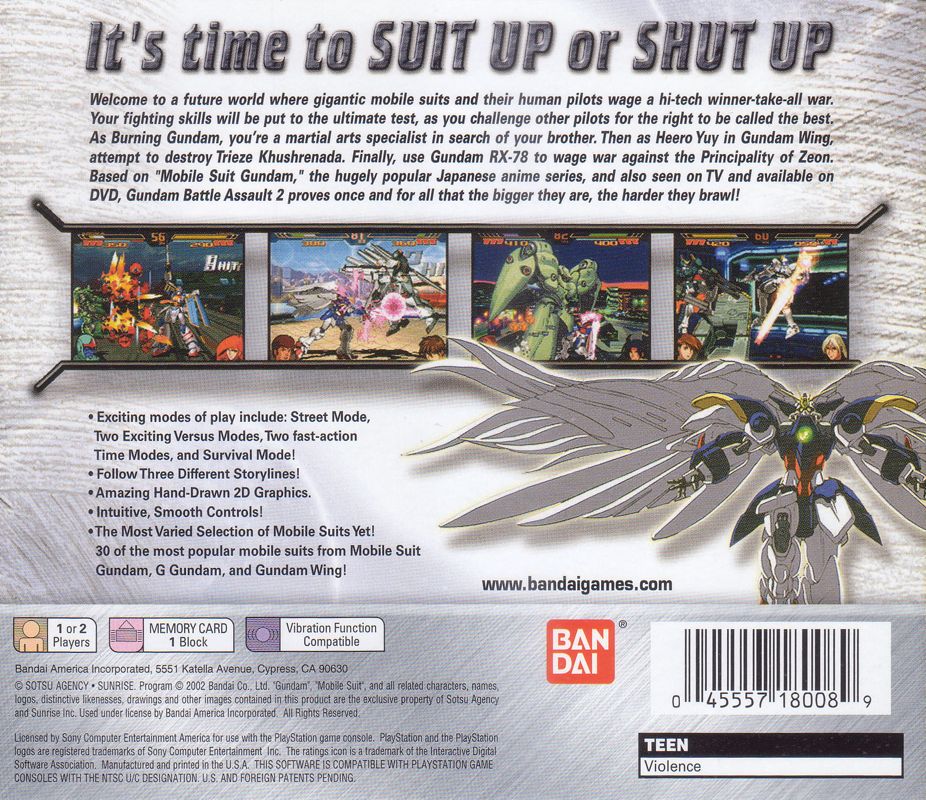 Back Cover for Gundam Battle Assault 2 (PlayStation)