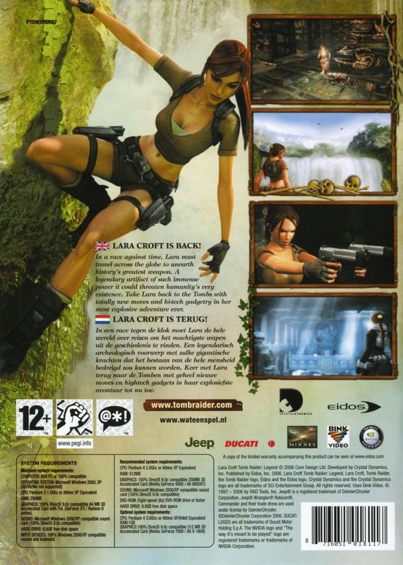 Back Cover for Lara Croft: Tomb Raider - Legend (Windows)