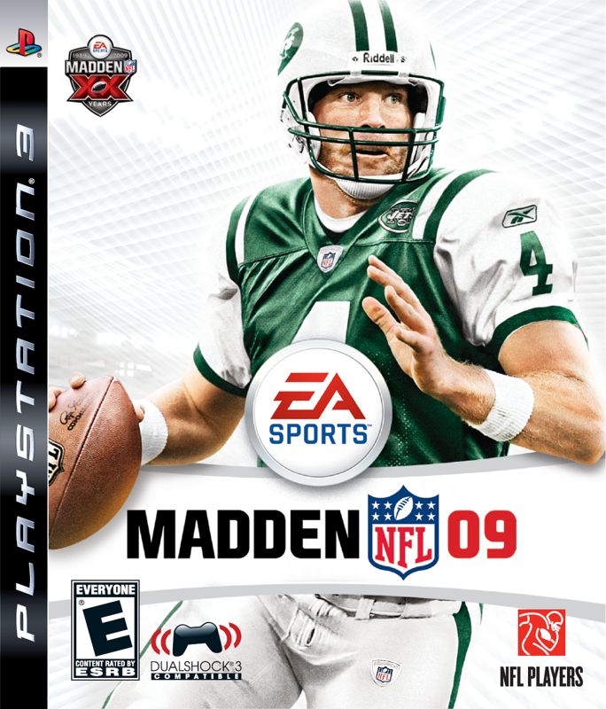 Front Cover for Madden NFL 09 (PlayStation 3) (Official digital print packaging with Brett Favre in his New York Jets uniform)