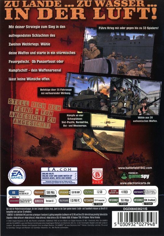 Back Cover for Battlefield 1942 (Windows) (Re-release)
