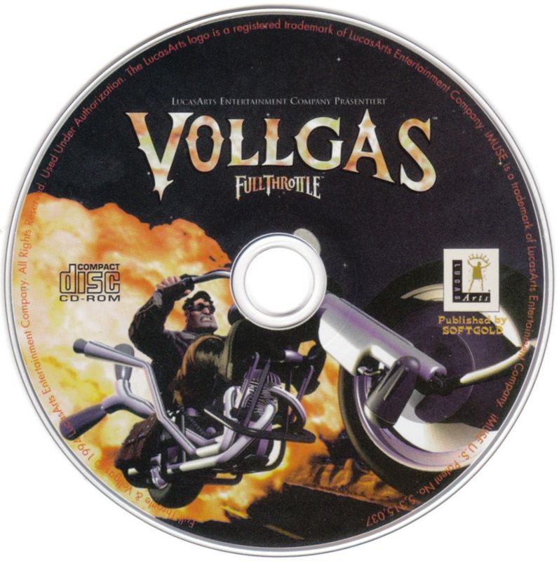 Media for Softgold presents: LucasArts Top Adventures (CD-ROM Edition 2) (DOS): Vollgas - Full Throttle - Disc