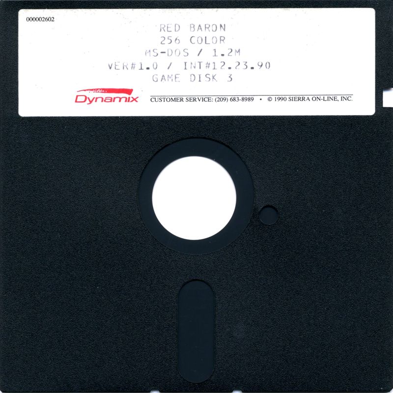 Media for Red Baron (DOS) (5.25" Floppy Disk release): Disk 3