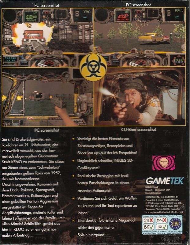 Back Cover for Quarantine (DOS)