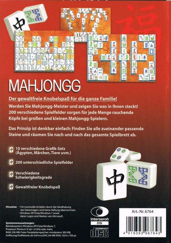 Back Cover for Mahjongg (Windows)