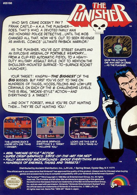 Back Cover for The Punisher (NES)
