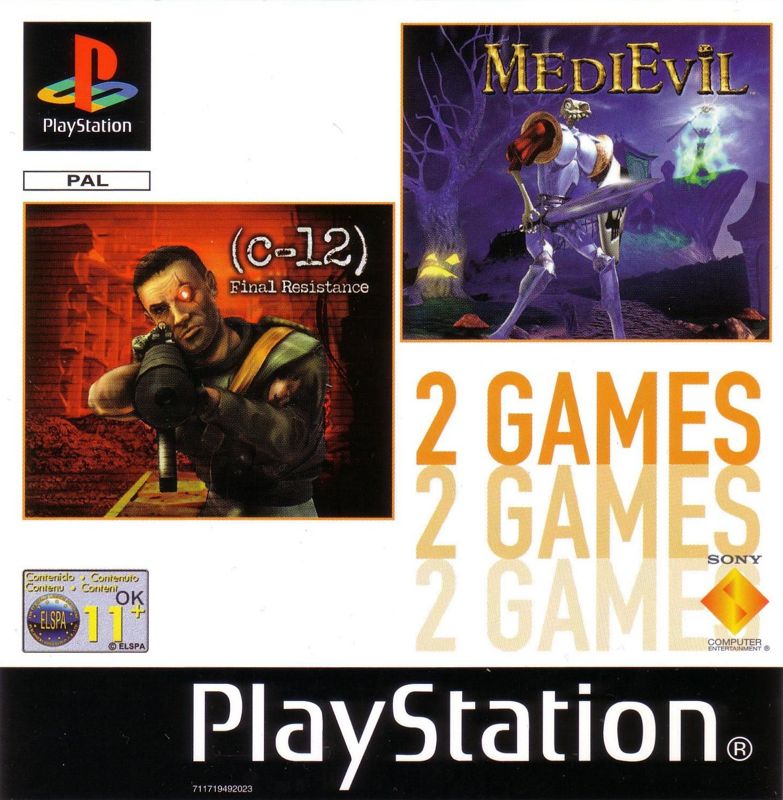 Front Cover for 2 Games: MediEvil / C-12: Final Resistance (PlayStation)