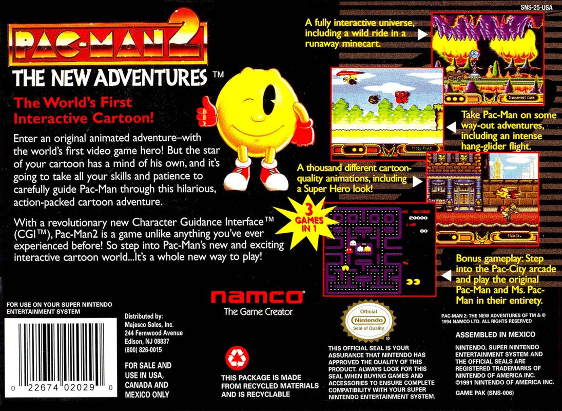 Back Cover for Pac-Man 2: The New Adventures (SNES)