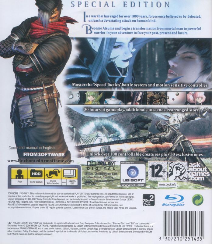 Back Cover for Enchanted Arms (PlayStation 3)