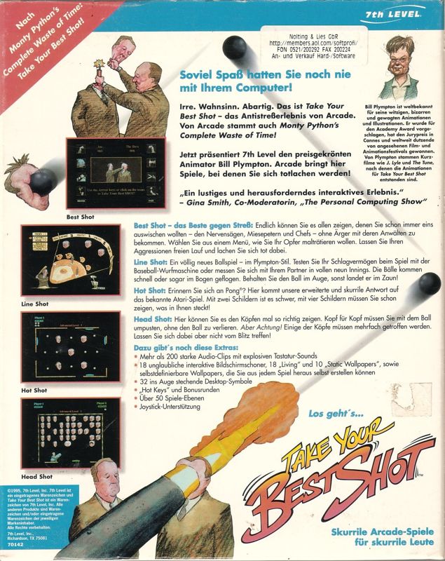 Back Cover for Take Your Best Shot (Windows 3.x)