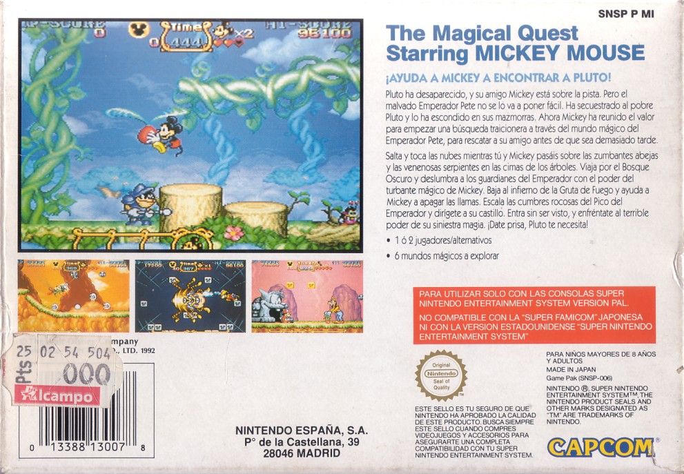 The Magical Quest Starring Mickey Mouse Snes www.mobygames.com