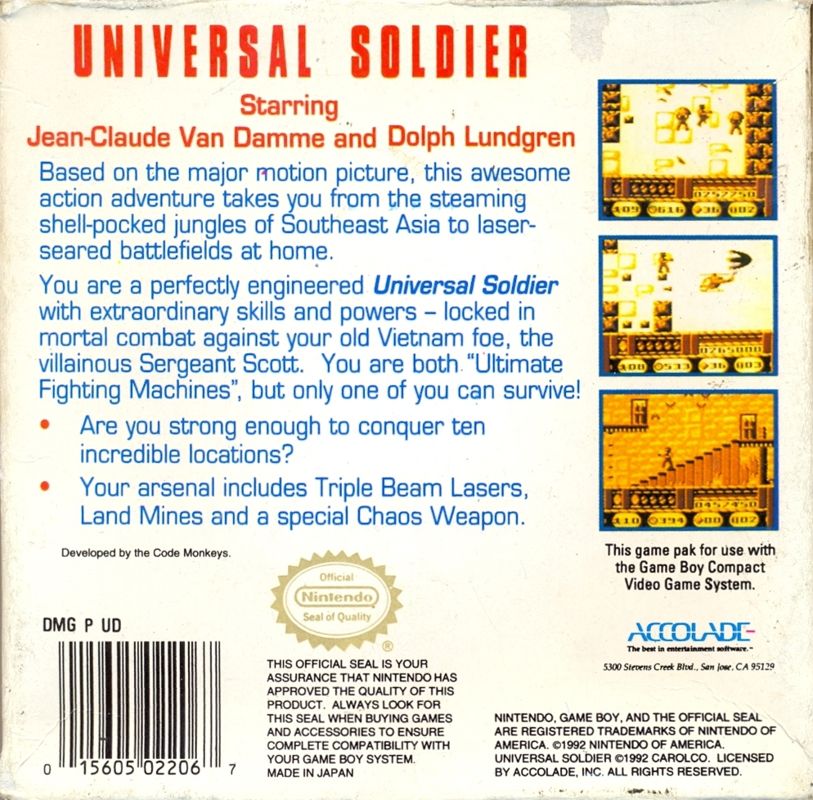Universal Soldier cover or packaging material MobyGames