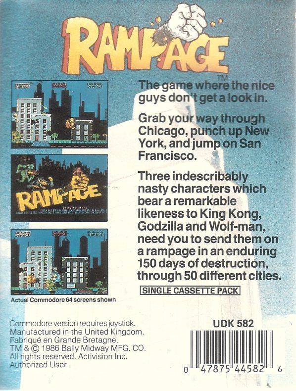Back Cover for Rampage (Commodore 64)