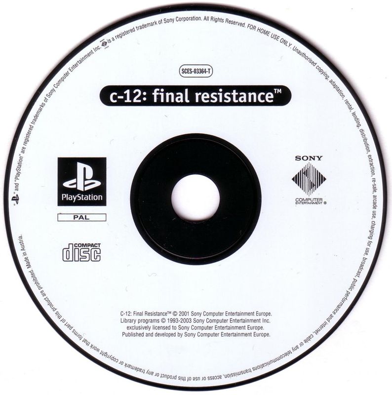 Media for 2 Games: MediEvil / C-12: Final Resistance (PlayStation): C-12 disc
