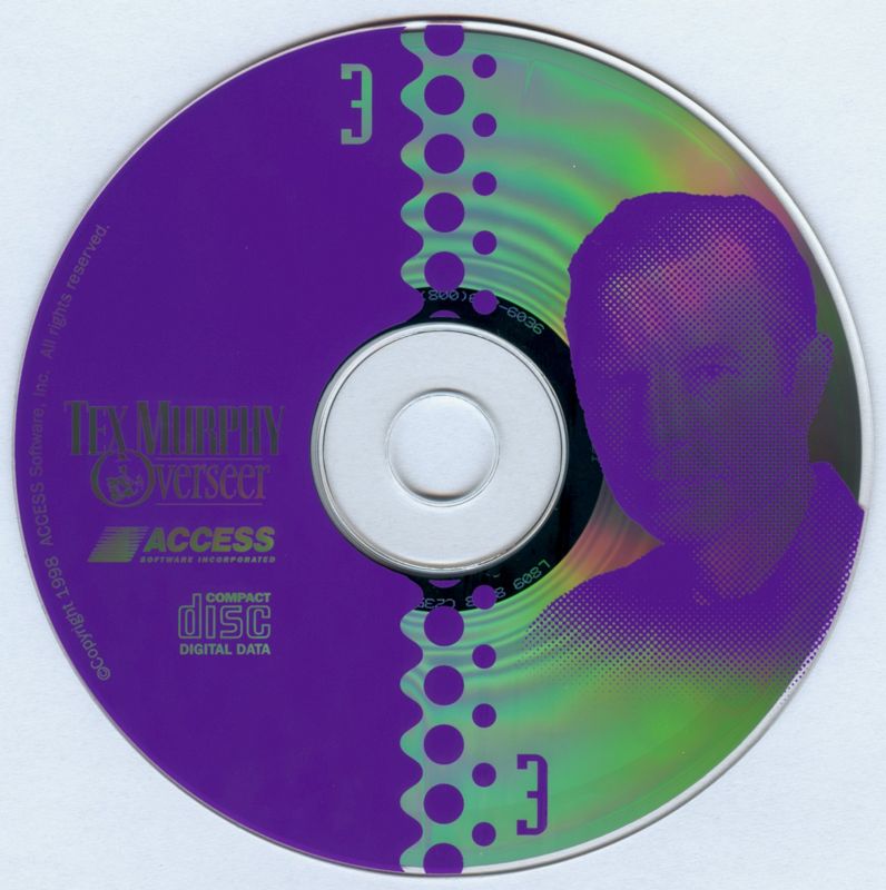 Media for Tex Murphy: Overseer (Windows) (Alternate Front - has L.E.D. on top of the building): CD-ROM #3