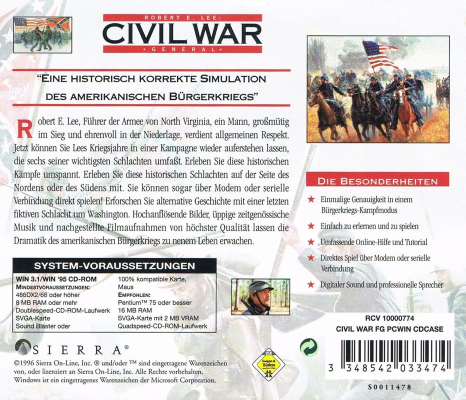 Back Cover for Robert E. Lee: Civil War General (Windows and Windows 3.x) (Budget release)