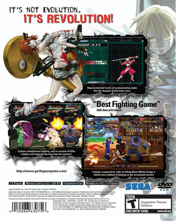 Back Cover for Guilty Gear Isuka (PlayStation 2)