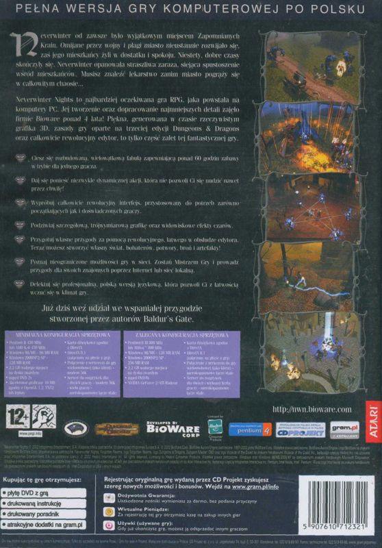 Back Cover for Neverwinter Nights (Windows) (eXtra Klasyka neXt release)