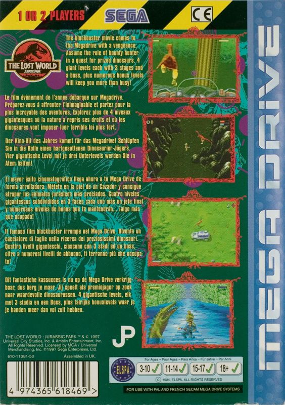 Back Cover for The Lost World: Jurassic Park (Genesis)