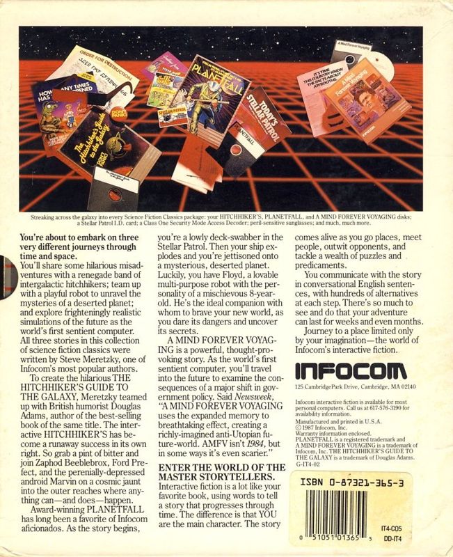 Back Cover for Science Fiction Classics (Commodore 128)